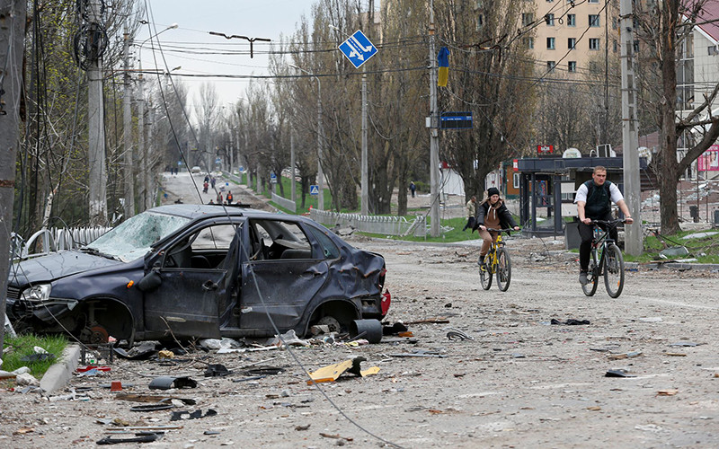 Một góc thành phố cảng Mariupol, Ukraine, ngày 18/4. (Ảnh: Reuters)