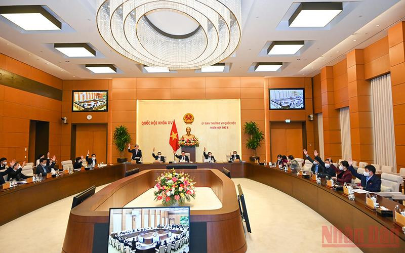 Phiên họp thứ 6 của Ủy ban Thường vụ Quốc hội, sáng 31/12/2021. Ảnh: Duy Linh