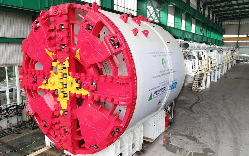 Máy đào hầm tuyến đường sắt đô thị số 3, đoạn Nhổn – Ga Hà Nội đã về Việt Nam. (Ảnh: MRB)