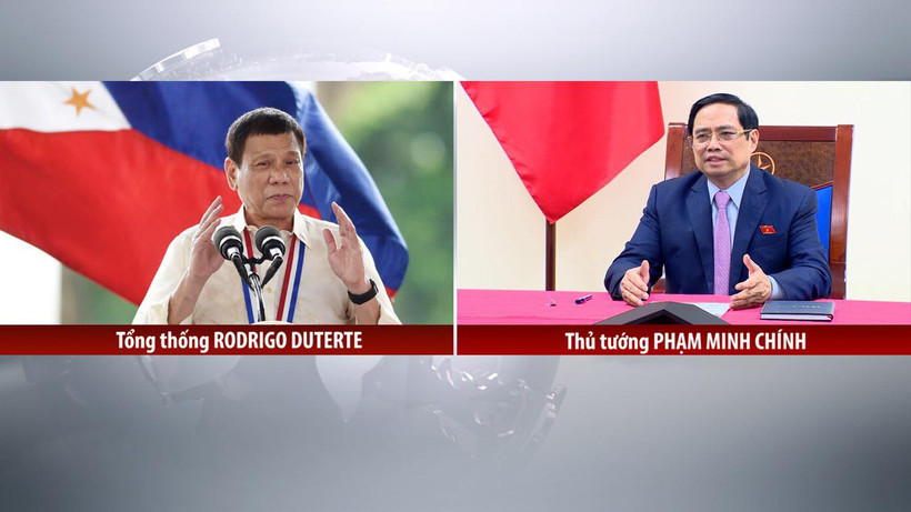 Thủ tướng Phạm Minh Chính điện đàm với Tổng thống Philippines Rodrigo Duterte.