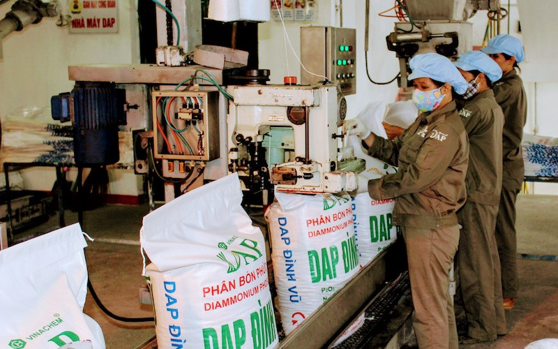 Dây chuyền đóng bao phân bón DAP của Công ty CP DAP Vinachem Hải Phòng.