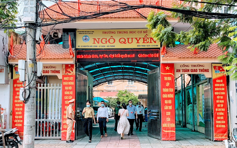 Trường THCS Ngô Quyền (quận Lê Chân)- nơi được cho là có tình trạng vi phạm pháp luật trong thu chi tài chính.