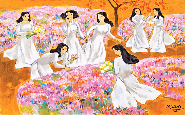 Vườn xuân. Tranh | LÊ ANH VÂN