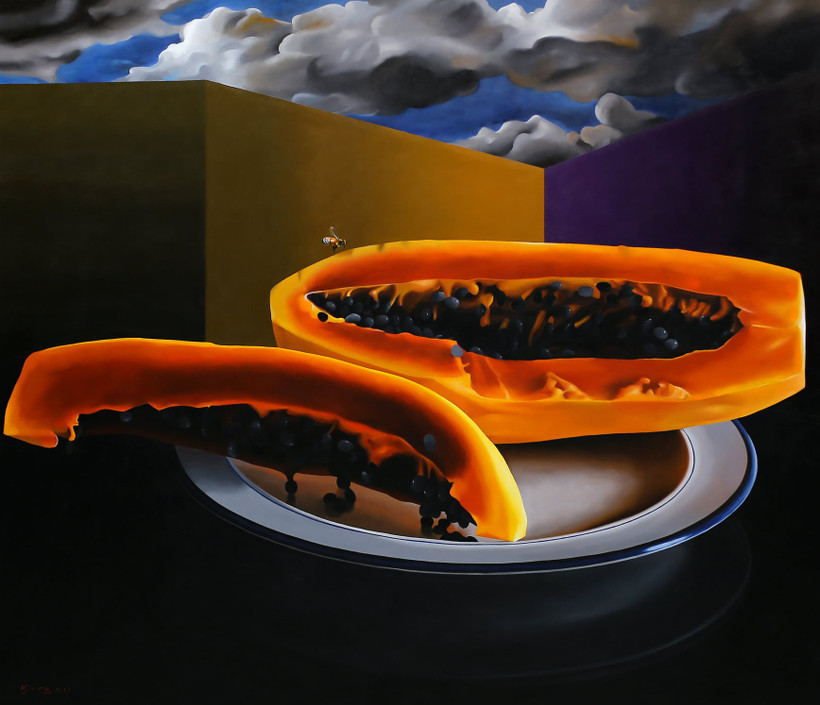 Tác phẩm "Đủ" của họa sĩ Nguyễn Thế Dung. (Ảnh: Ban tổ chức)