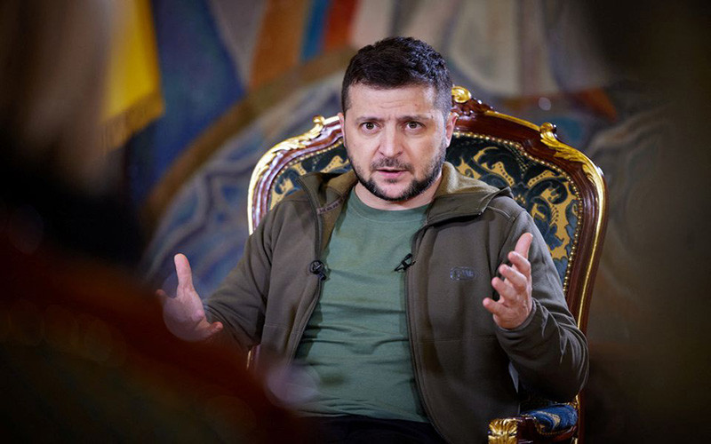 Tổng thống Ukraine Volodymyr Zelensky trong một cuộc phỏng vấn ngày 21/3. (Ảnh: Văn phòng Tổng thống Ukraine)