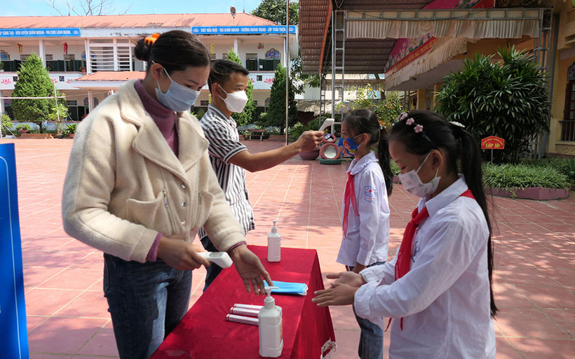 Bảo đảm công tác phòng, chống dịch tại Trường Tiểu học xã Quyết Tiến, huyện Quản Bạ.