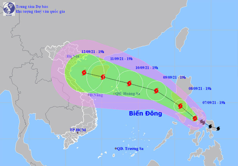 Vị trí và hướng di chuyển của bão Conson. (Nguồn: nchmf.gov.vn)