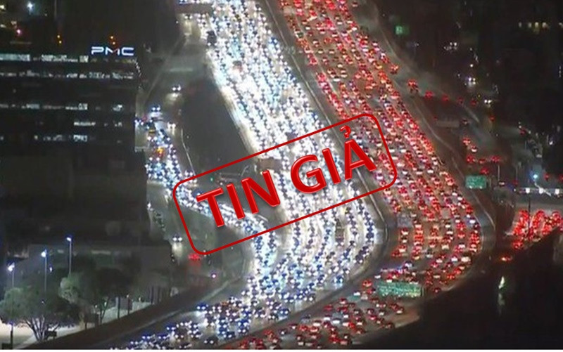 Ảnh ùn tắc giao thông tại Mỹ bị chú thích sai thành ảnh người dân đi tránh bão Ida.