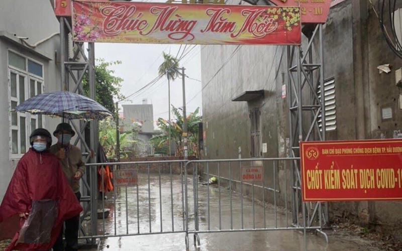 Khu vực dân cư bị phong toả ở xã Tiền Tiến