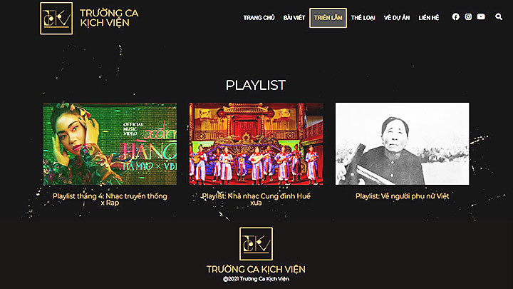 Website của dự án Trường Ca Kịch Viện.