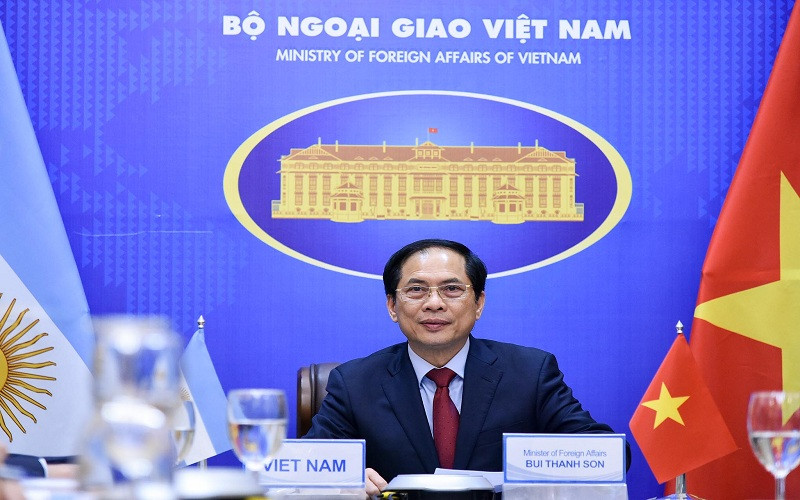Bộ trưởng Ngoại giao Bùi Thanh Sơn tại cuộc điện đàm. Ảnh: Bộ Ngoại giao