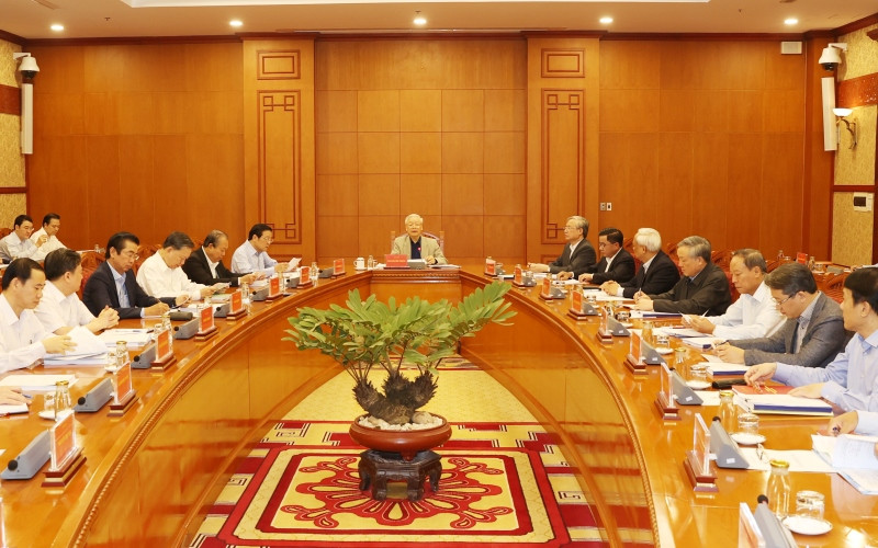 Tổng Bí thư, Chủ tịch nước Nguyễn Phú Trọng chủ trì, phát biểu tại cuộc họp.