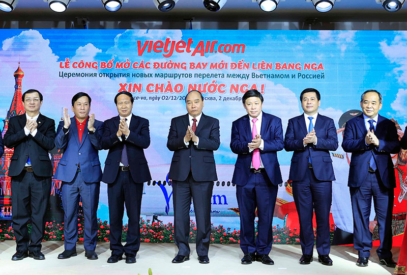 Chủ tịch nước Nguyễn Xuân Phúc dự lễ công bố mở các đường bay mới tới Liên bang Nga.