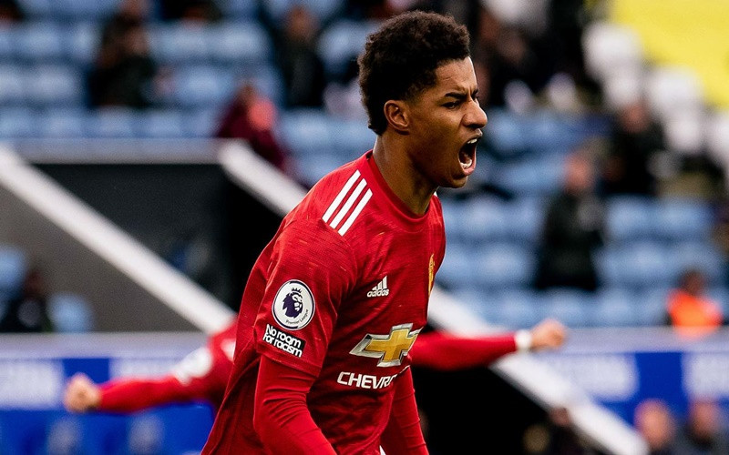 Marcus Rashford ăn mừng bàn thắng thứ 50 tại Premier League, và 80 trên mọi đấu trường cho MU. (Nguồn: Getty Images)