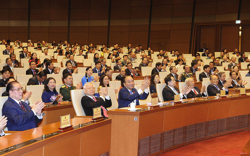 Lãnh đạo Đảng, Nhà nước dự phiên bế mạc Kỳ họp thứ 9, Quốc hội khóa XIV. Ảnh: ĐĂNG KHOA