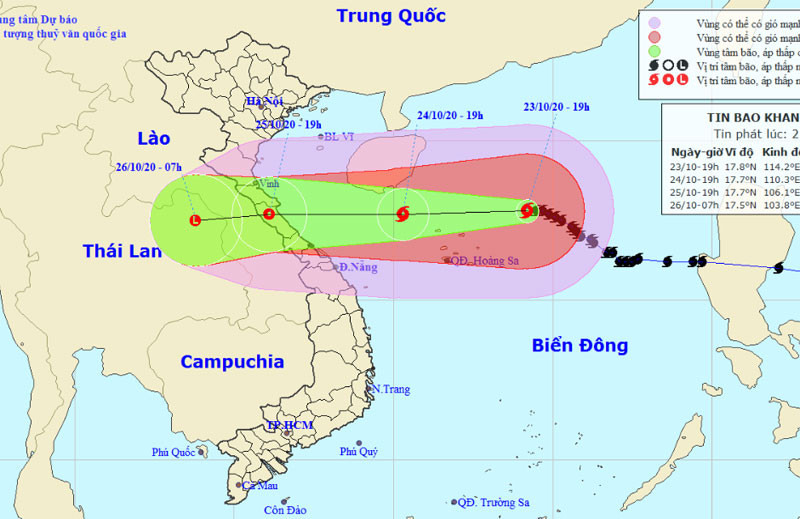 Vị trí và hướng di chuyển của bão số 8. (Nguồn: kttv.gov.vn)