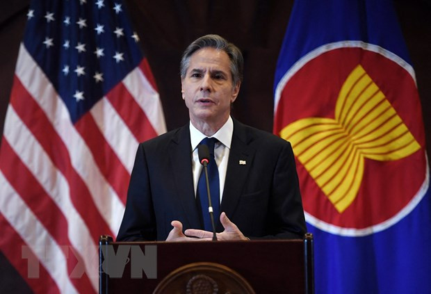 Ngoại trưởng Mỹ Antony Blinken phát biểu tại trường Đại học Indonesia ở Jakarta, ngày 14/12/2021. (Ảnh: AFP/TTXVN)
