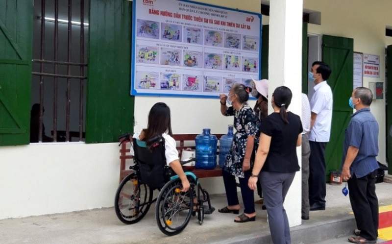 Mô hình nhà tránh trú thiên tai ở Nho Quan được xây dựng bảo đảm tiếp cận cho người khuyết tật ở tất cả các dạng tật. (Ảnh dự án cung cấp)