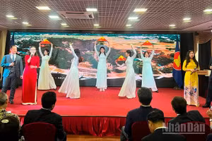Tiết mục văn nghệ Kỷ niệm 56 năm Ngày thành lập ASEAN tại Liên bang Nga. (Ảnh: THÙY VÂN)