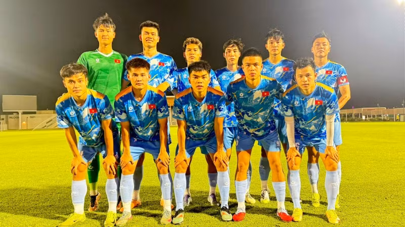 Đội hình xuất phát của U23 Việt Nam trong trận đấu giao hữu gặp U23 Qatar. (Ảnh: VFF)