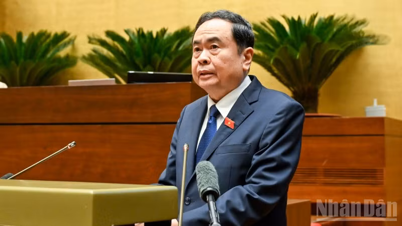 Chủ tịch Quốc hội Trần Thanh Mẫn phát biểu. (Ảnh: DUY LINH)