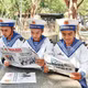 Các chiến sĩ trên đảo Trường Sa (Khánh Hòa) đọc Báo Nhân Dân. Ảnh: ĐĂNG KHOA