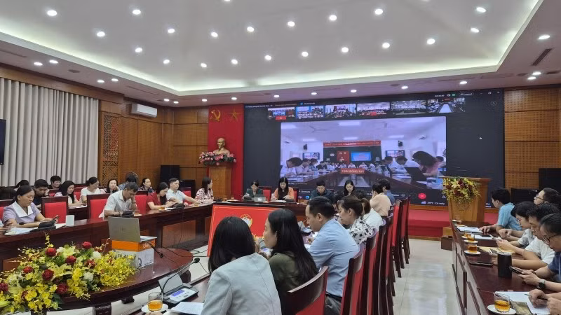 Quang cảnh hội nghị trực tuyến toàn quốc về công tác Mặt trận.