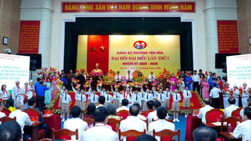 Quang cảnh Đại hội đại biểu Đảng bộ phường Yên Hòa lần thứ I, nhiệm kỳ 2025-2030.