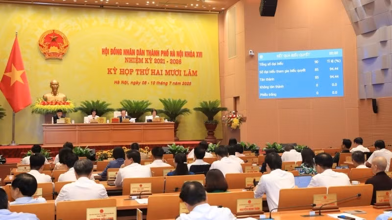 Quang cảnh kỳ họp thứ 25 của Hội đồng nhân dân thành phố Hà Nội khóa 16.
