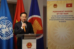 Đại sứ Mai Phan Dũng, Trưởng Phái đoàn Thường trực Việt Nam tại Geneva phát biểu khai mạc tọa đàm.