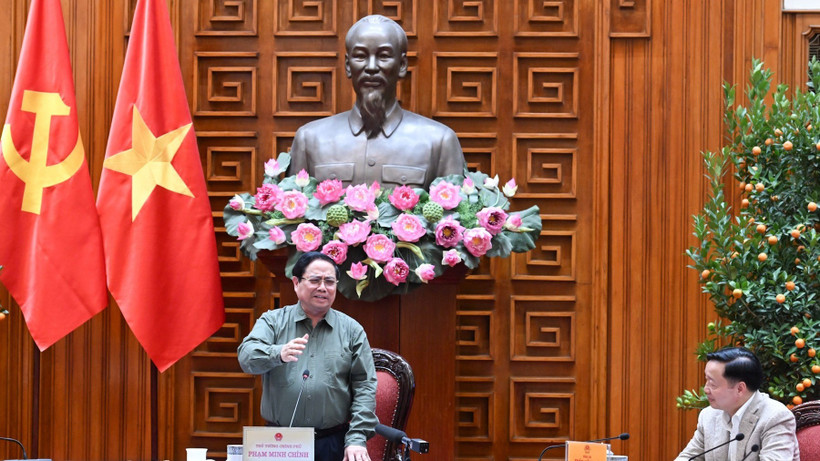 Thủ tướng Chính phủ Phạm Minh Chính phát biểu ý kiến kết luận cuộc họp. (Ảnh: Trần Hải)