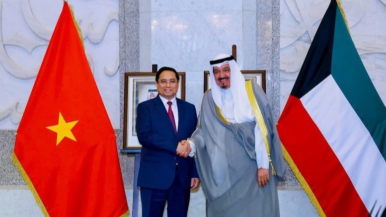 Thủ tướng Chính phủ Phạm Minh Chính và Thủ tướng Nhà nước Kuwait Sheikh Ahmad Al-Abdullah Al-Sabah. (Ảnh: Nhật Bắc/VGP)
