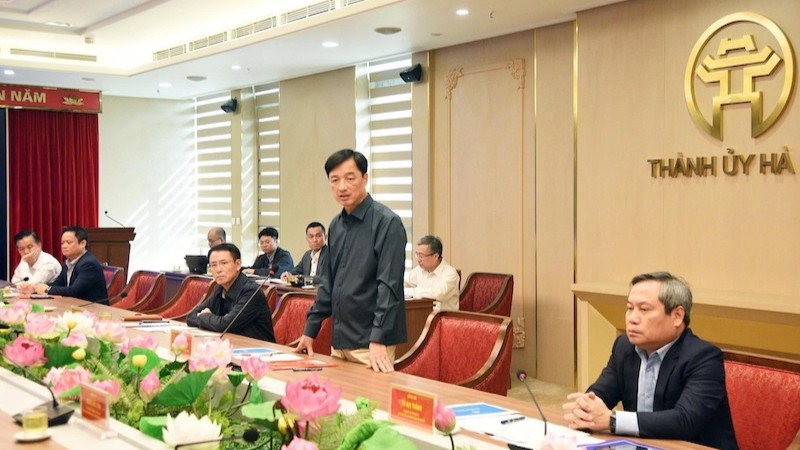 Bí thư Thành ủy Hà Nội Nguyễn Duy Ngọc phát biểu chỉ đạo.