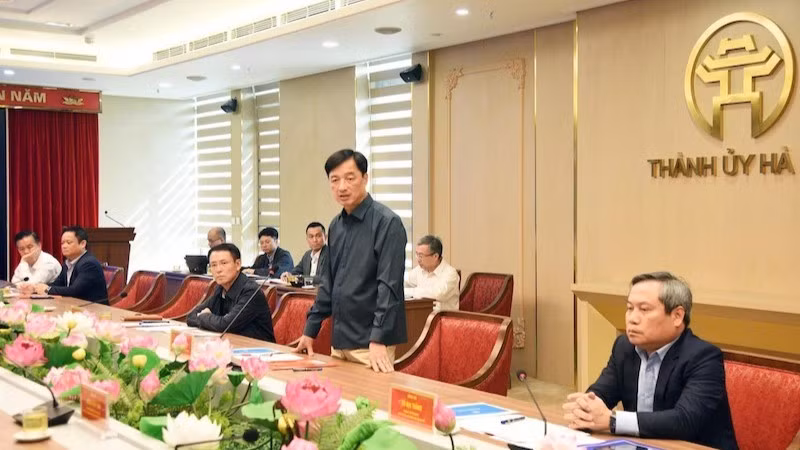 Bí thư Thành ủy Hà Nội Nguyễn Duy Ngọc phát biểu chỉ đạo.