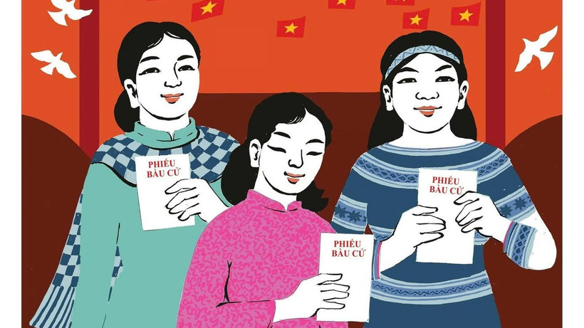 Ảnh minh họa: Tranh tuyên truyền bầu cử Quốc hội khóa XVI.