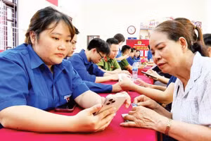 Đoàn thanh niên các cấp thành phố Hải Phòng tư vấn, hướng dẫn người dân thực hiện thủ tục hành chính.