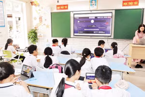 “Phòng học thông minh, tương tác đa phương tiện” tại Trường trung học cơ sở Hoàng Diệu (phường Lê Chân, thành phố Hải Phòng).