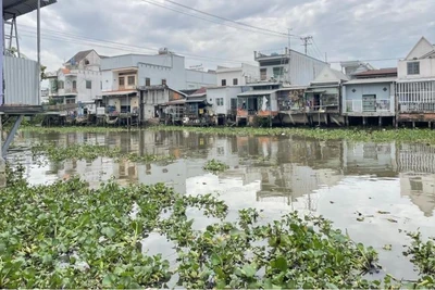 Thị trấn Hòn Đất, vị trí trên kênh Rạch Giá-Hà Tiên, nơi ghi nhận mức độ ô nhiễm cao thời điểm đầu mùa mưa.