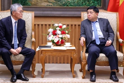 Phó Thủ tướng Nguyễn Chí Dũng tiếp ông Honna Hitoshi, Chủ tịch kiêm Tổng giám đốc Công ty Cổ phần Erex (Nhật Bản). (Ảnh: Văn Điệp/TTXVN)