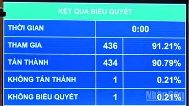 Kết quả biểu quyết thông qua nghị quyết. (Ảnh: THỦY NGUYÊN)