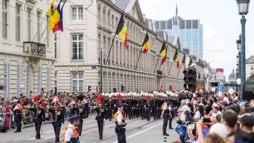 Diễu hành kỷ niệm Quốc khánh Bỉ tại Brussels, Bỉ, ngày 21/7/2024. (Ảnh: Xinhua)