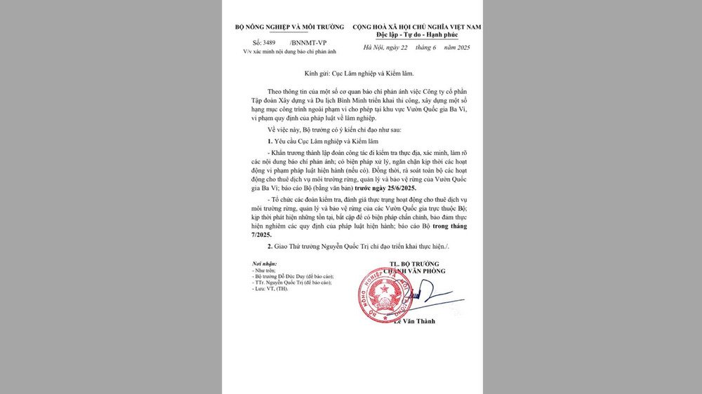 Bộ trưởng Nông nghiệp và Môi trường chỉ đạo xác minh nội dung Báo Nhân Dân phản ánh tại Vườn Quốc gia Ba Vì. 3d6b6b9796a521fb78b4.jpg