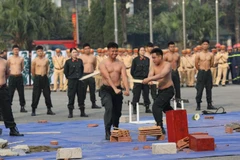 Lực lượng Cảnh sát đặc nhiệm diễn tập tập trung rèn luyện thể lực, võ thuật.