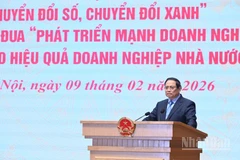 Thủ tướng Chính phủ Phạm Minh Chính phát biểu ý kiến tại lễ phát động hai phong trào thi đua. (Ảnh: TRẦN HẢI)