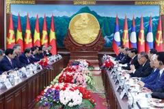 Tổng Bí thư Tô Lâm và Tổng Bí thư, Chủ tịch nước Lào Thongloun Sisoulith hội đàm. (Ảnh: TTXVN)