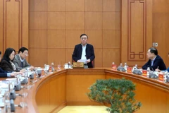 Đồng chí Thường trực Ban Bí thư Trần Cẩm Tú chủ trì buổi làm việc. (Ảnh: ĐĂNG KHOA)