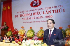 Đồng chí Trịnh Xuân Trường, Bí thư Tỉnh ủy Lào Cai, phát biểu chỉ đạo Đại hội. (Ảnh: THANH SƠN)