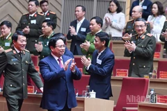 Thủ tướng Chính phủ Phạm Minh Chính tới dự và chủ trì Hội nghị Bảo đảm an ninh, trật tự phục vụ phát triển kinh tế-xã hội vùng đồng bằng sông Cửu Long. (Ảnh: TRẦN HẢI)