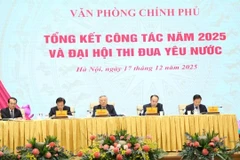 Phó Thủ tướng Thường trực Chính phủ Nguyễn Hòa Bình dự Hội nghị tổng kết năm 2025 và Đại hội thi đua yêu nước do Văn phòng Chính phủ tổ chức. (Ảnh: VGP)