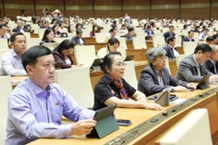 Đại biểu Quốc hội ấn nút thông qua Luật. (Ảnh: DUY LINH)